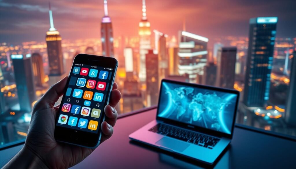 Promoting Your Content Effectively A vibrant, dynamic scene showcasing the promotion of digital content. In the foreground, a hand holds a smartphone displaying various social media platforms, symbolizing the power of online promotion. The middle ground features a sleek laptop, representing the creation and optimization of content. In the background, a city skyline with towering skyscrapers and neon lights, conveying the global reach and scale of digital content dissemination. The lighting is a blend of cool, LED-like tones and warm, ambient hues, creating an energetic and modern atmosphere. The camera angle is slightly elevated, providing a bird's-eye view of the scene, emphasizing the interconnectedness and complexity of effective content promotion. Promoting Your Content Effectively A vibrant, dynamic scene showcasing the promotion of digital content. In the foreground, a hand holds a smartphone displaying various social media platforms, symbolizing the power of online promotion. The middle ground features a sleek laptop, representing the creation and optimization of content. In the background, a city skyline with towering skyscrapers and neon lights, conveying the global reach and scale of digital content dissemination. The lighting is a blend of cool, LED-like tones and warm, ambient hues, creating an energetic and modern atmosphere. The camera angle is slightly elevated, providing a bird's-eye view of the scene, emphasizing the interconnectedness and complexity of effective content promotion.